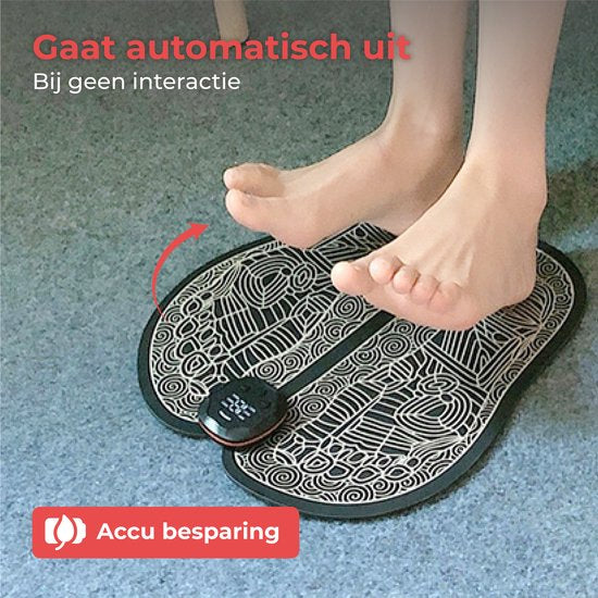 Nuvance - Voetmassage Apparaat met Display - EMS Massage Mat - Stimuleert Bloedsomloop - Massageapparaten - Draadloos - 54 standen - Zwart