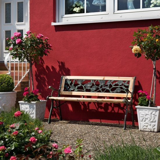 tectake® - Tuinbank - hout/gietijzer - 124x52x74 cm - 401424