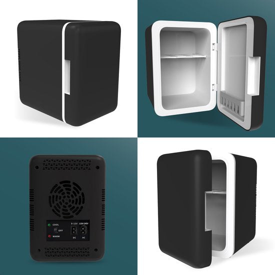 Mini koelkast 5L - Skincare & make-up koelkast - Eten & drinken - Organizer - 12V & 230V - Koel & warm - Compact - Zwart