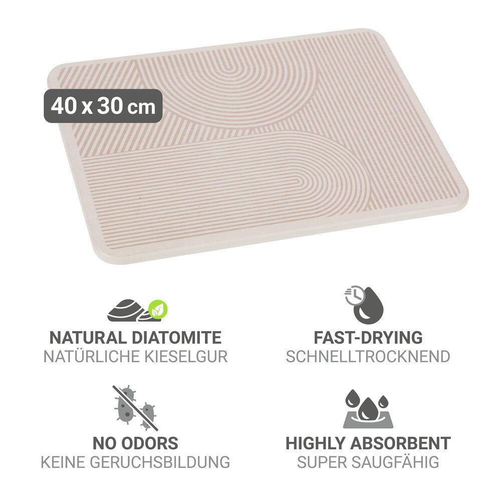 WENKO Damon Afdruipmat Beige - 40 x 30 cm - Diatomiet - Snel Drogend