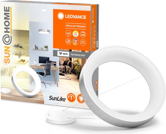 Ledvance – Pendellamp met Biorythmus-functie – 450 mm – Aluminium – Dimbaar – 2200–5000 K – 500 lm – Zilver
