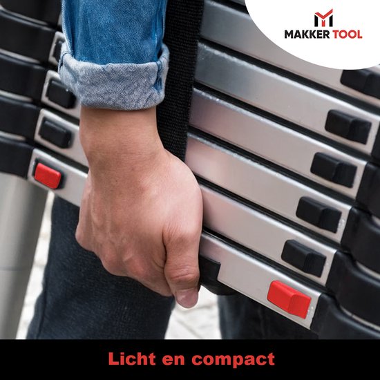Makker Tool Telescoopladder 3,2 meter – Stabilisatievoet & Soft Close