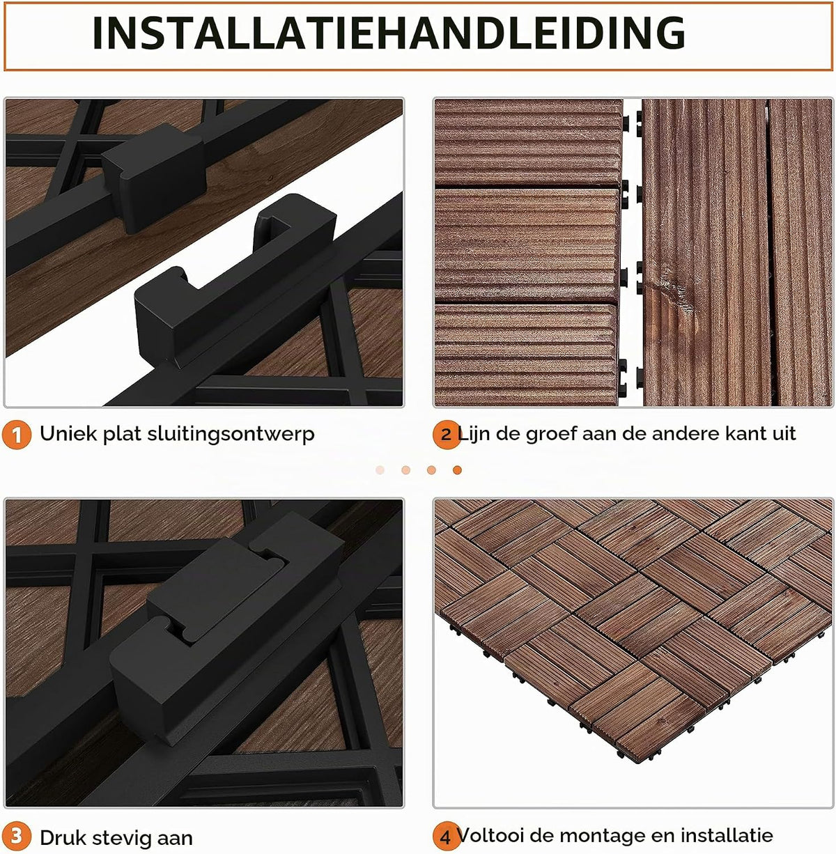 Yaheetech Terrastegels van Tannenhout 30,8 × 30,8 cm – 27 stuks, bruin