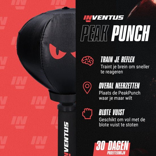 Inventus Boksbal PeakPunch - Met Zuignap - Mini Bokspaal - Anti Stress - Gaming Accessoires - Kerst Cadeau - Boxing Reflex Stressbal - Kinderen en Volwassenen - Zwart