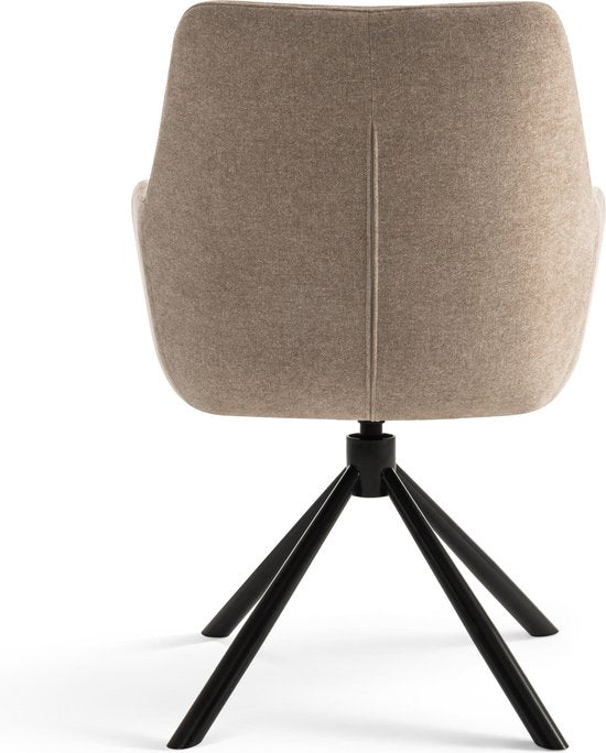 Furnihaus Olivia - Draaibare Eetkamerstoel - Armleuningen - Beige - Stof