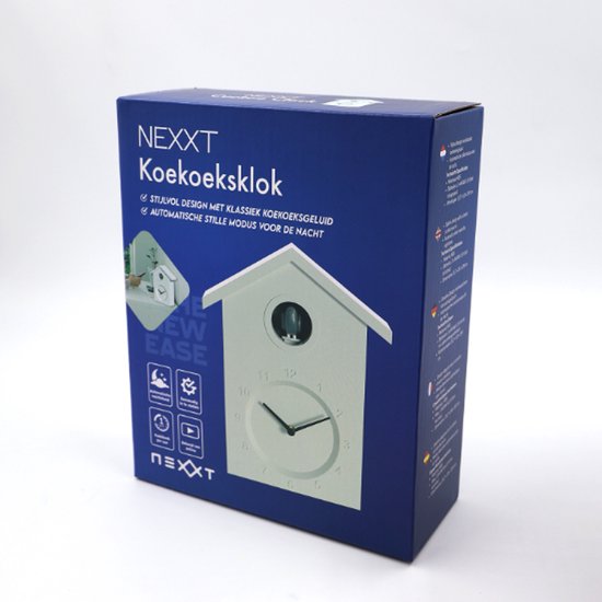 Nexxt Koekoeksklok Wandklok met Instelbaar Volume en Nachtstand - Wit