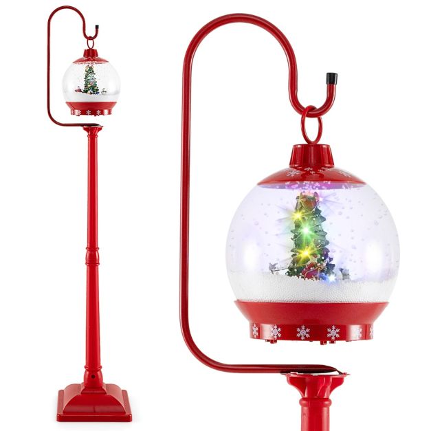 Coast Kerst Lantaarnpaal - Sneeuwbal - Geluidseffecten - 32 x 32 x 173 cm - Rood