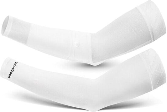 Travelhawk Arm Sleeve - Mouw - Mouwen - Armstukken - Armstukken Wielrennen - Zonbescherming - 2 stuks - Wit - Maat XL