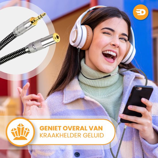 Drivv. Premium AUX Verlengkabel - 3 meter - Jack Male naar 3,5 mm Female - Audio Verlengkabel - Jack Verlengsnoer - Nylon
