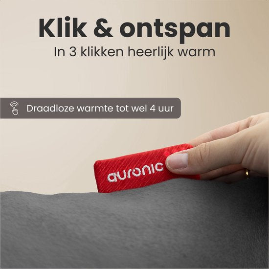 Auronic Warmtekussen - Classic - 45x60 - Draadloos - Oplaadbaar - Elektrisch kussen - Infrarood - Antraciet