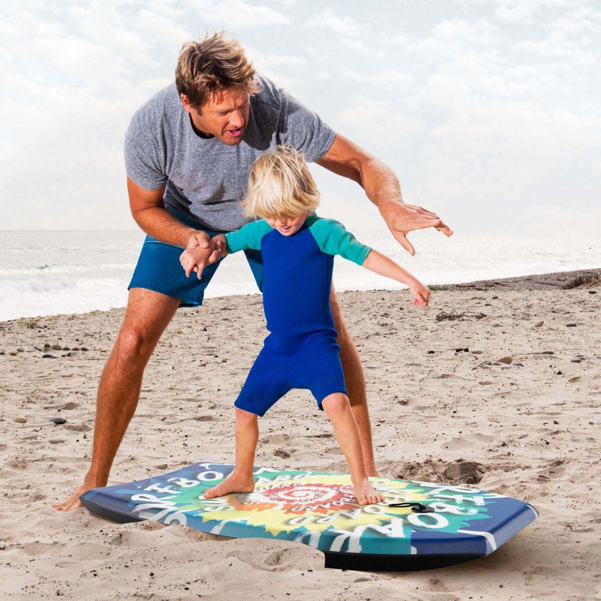 Coast Bodyboard voor kinderen - lichtgewicht surfplank - met polsband - 84 cm - blauw