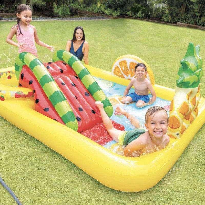 Intex Opblaasbaar Kinderzwembad - Fruit - Met Glijbaan - 244 x 191 x 91 cm