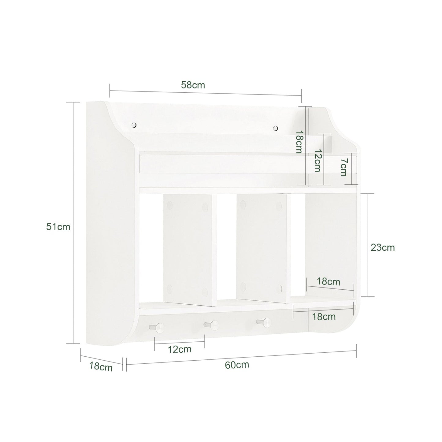 SoBuy Wandplank voor kinderen - Max. 10 kg - 60 x 18 x 51 cm - Wit