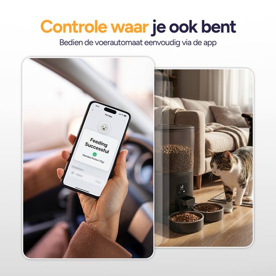 Viervoeter Feed Dual - Automatische Voerbak 7L - Kat en Hond - Voerautomaat met App & Audio - Zwart