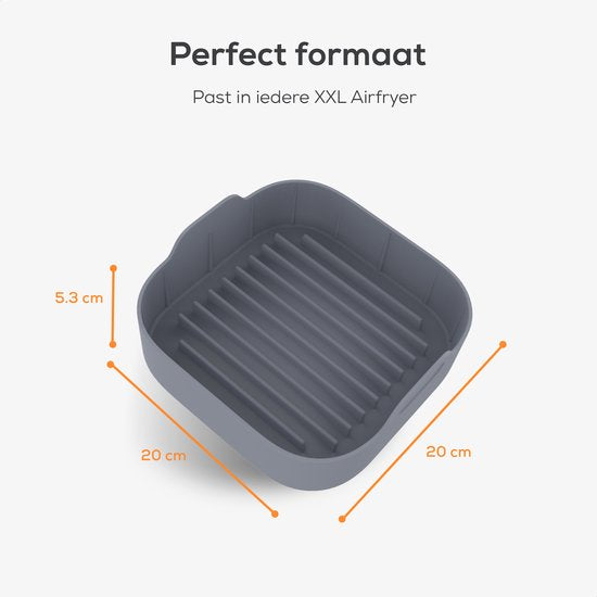 KitchenLove Airfryer Bakjes Siliconen XXL - 2 Stuks - Vierkant - Bakpapier Alternatief - Accessoires - BPA Vrij - 20CM