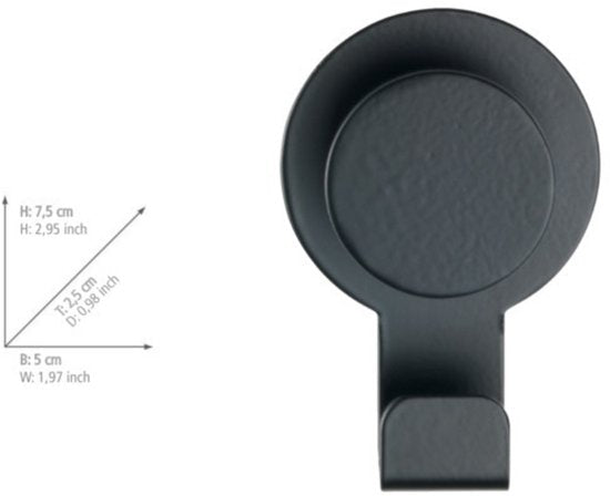 WENKO Handdoekhouder Blandas RVS mat zwart - Wandhaak - Handdoekhaakje zelfklevend