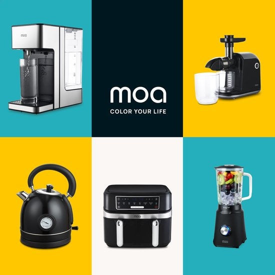 MOA Waterkoker Retro - 1.8L - RVS - BPA vrij - 2200W - 27.50x23.50x19.50 cm - Zwart