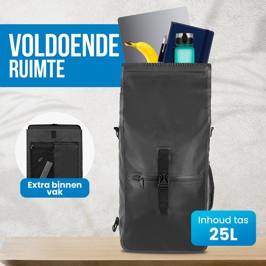 Avalo Fietstas - 3 in 1 Ontwerp - 25L - Waterdicht - 48 x 28 x 17 cm -Zwart