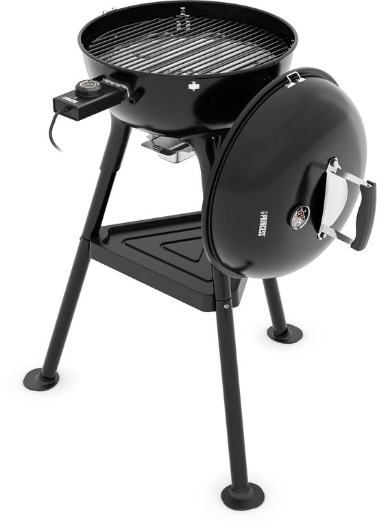 Princess Hybride Kogel BBQ - Elektrische en Houtskool Barbecue - 2000W - Verstelbare Afneembare Thermostaat - Grillrooster met coating - Deksel met Ingebouwde Thermometer - 112270