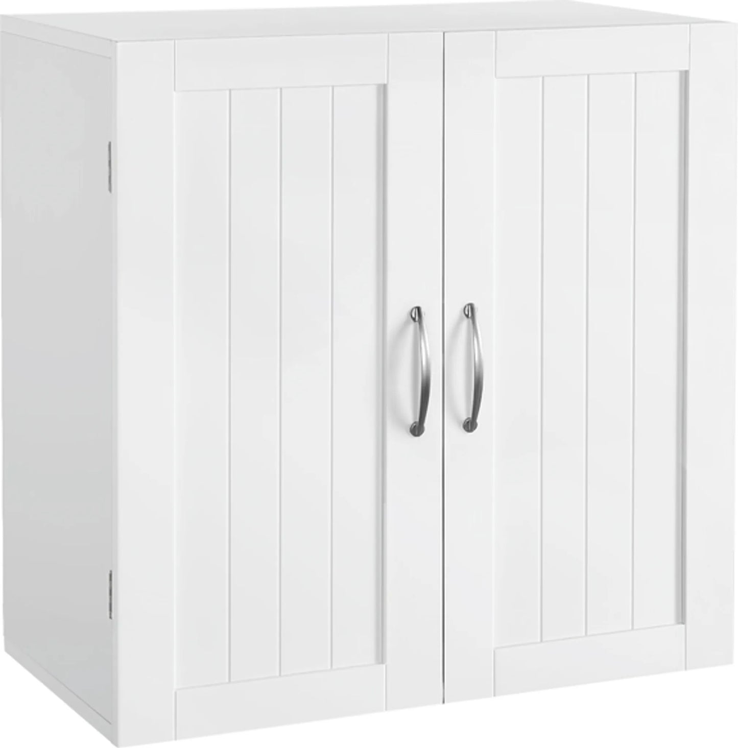 Yaheetech Wandkast Met 2 Deuren – Voorzien Van In Hoogte Verstelbare Planken En Metalen Beslag En Glad Oppervlak – Voor Badkamer Keuken En Slaapkamer – Wit E1 MDF – 59,5 x 31 x 59,5 cm