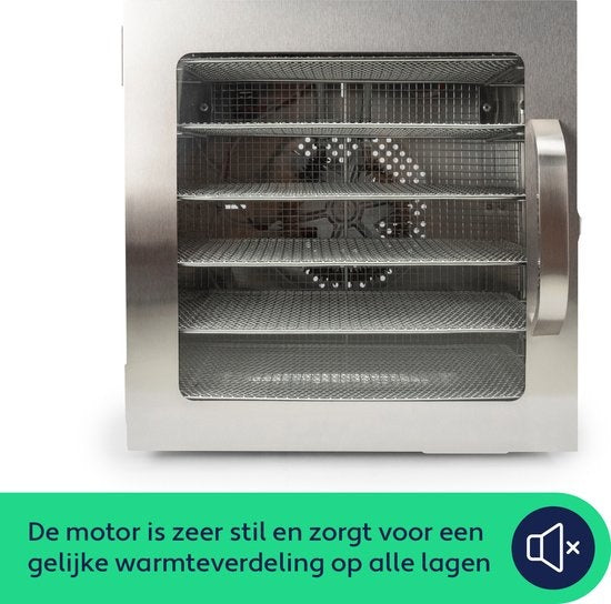 Vita5 Nobel S Voedseldroger – Droogoven - RVS – 24-Uurs Timer - 30-90°C – 400 Watt – Led-bedieningspaneel – Dehydrator – 6 Laags - Voedsel drogen op extreem lage temperatuur van slechts 30°C