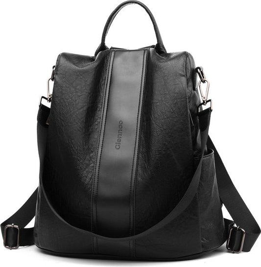 Anti-diefstal rugzak - Rugtas dames - Waterdicht - Klein - Anti-theft backpack - Rug-, Schouder-, Handtas in één - zacht PU-leer - incl. verstelbare riem – Glennoo