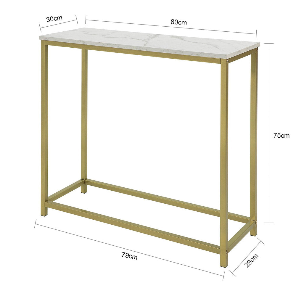 SoBuy Consoletafel - Wit Tafelblad - Gouden Frame - 80x75x30 cm  - FSB29-G