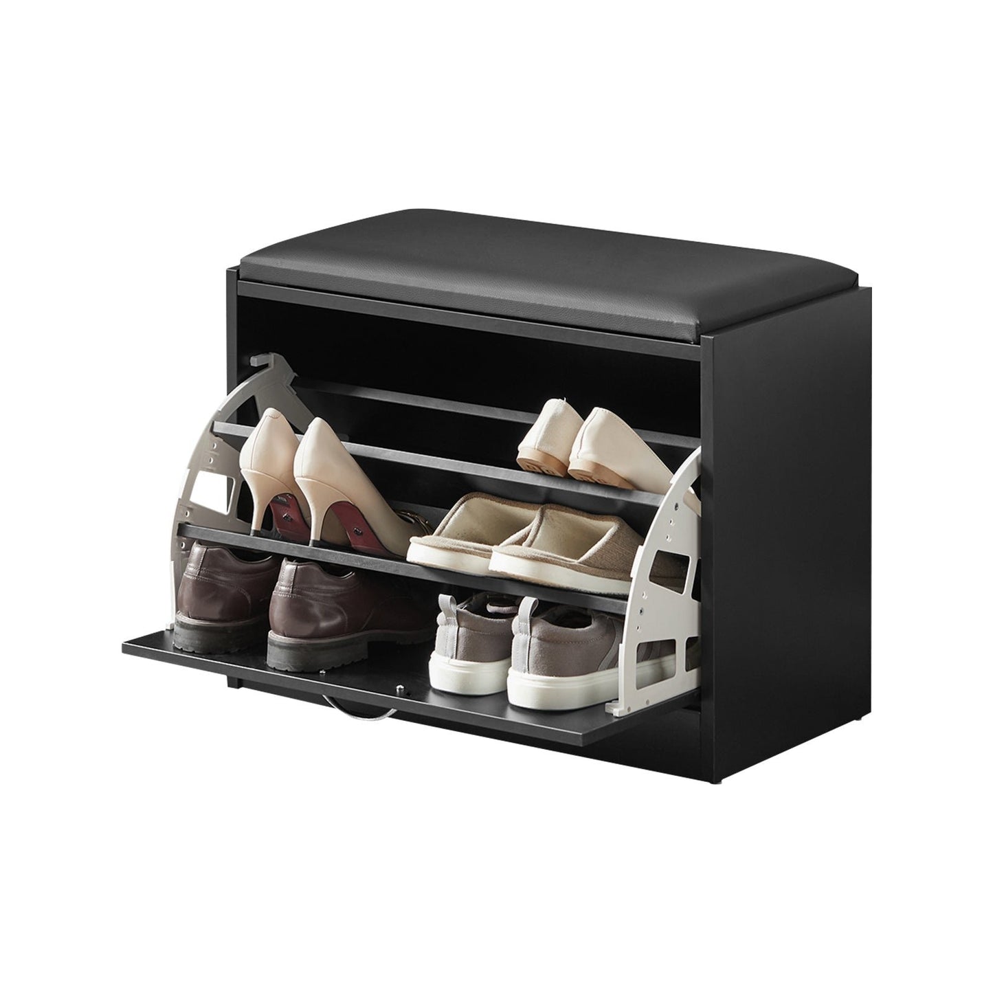 SoBuy Schoenenbank met Zitvlak - 1 Klep - 60 x 30 x 47 cm - Zwart