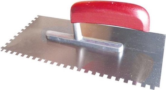 Jung Henkelmann plakspaan - ROBBIE - gebogen greep - 6x6mm getand - 280x130mm