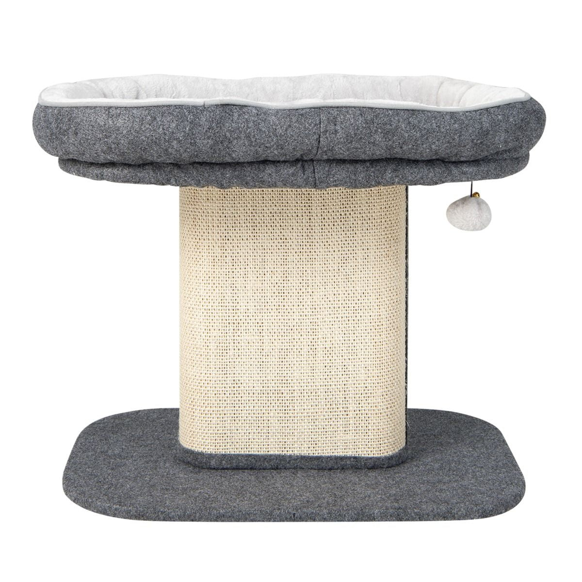 Coast Modern Scratch Tree Cat Furniture met grote pluche stoel en sisal krasplaat grijs