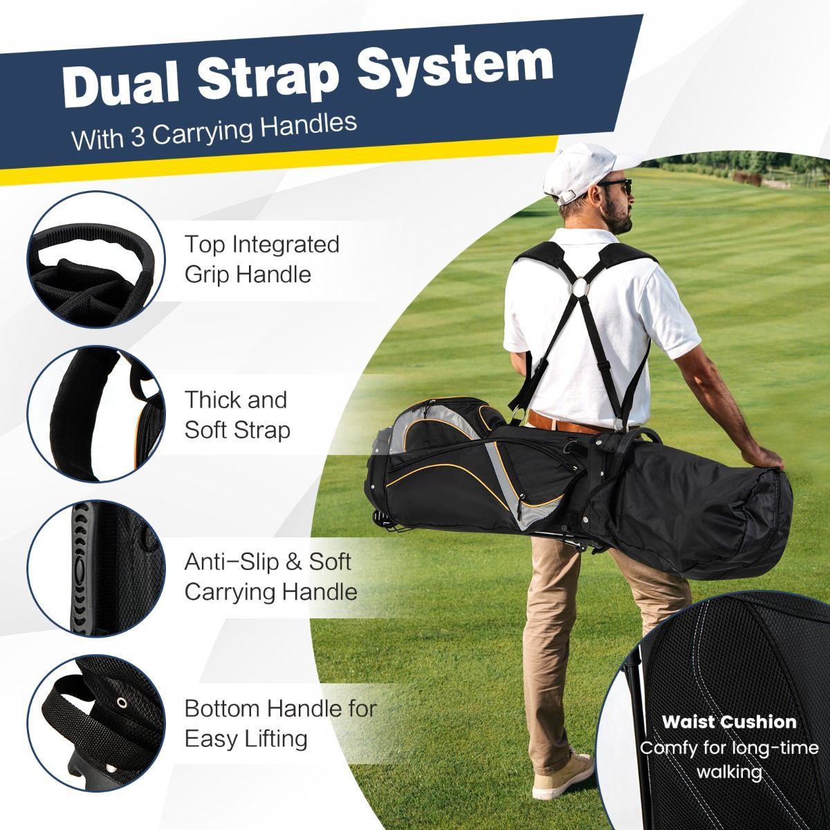 Coast Golftas - 8-vaks organizer - dubbel draagbandsysteem - zwart