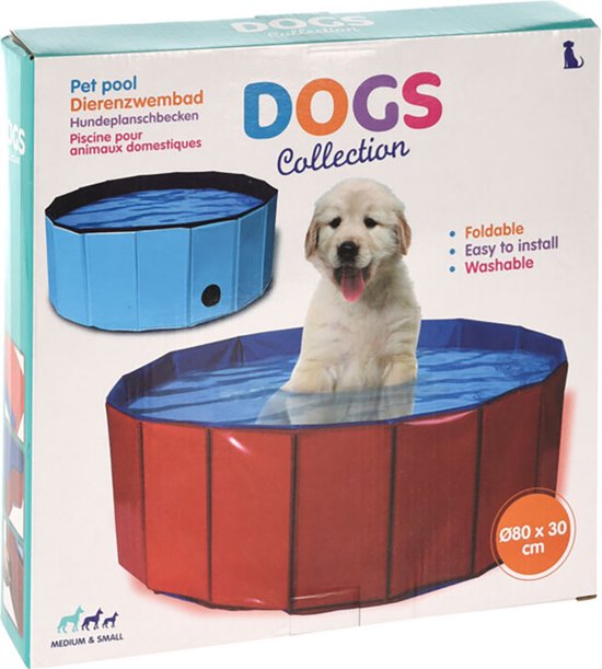 Dierenzwembad - Ø80x30cm - Hondenzwembad - Dierenplonsbassin - Rood/Blauw