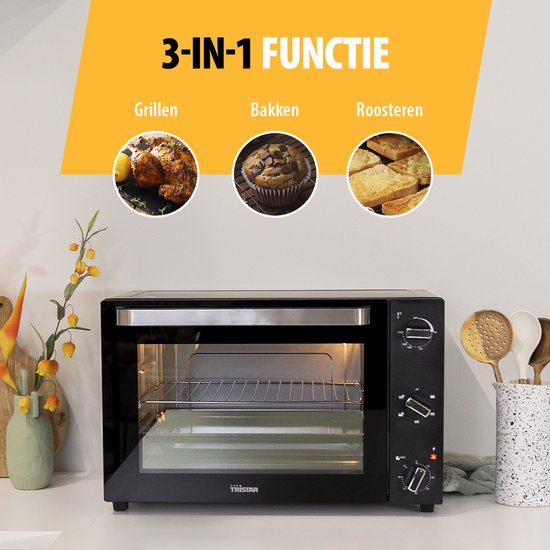 Tristar Vrijstaande oven OV-3640 - Bakoven 2000W - 60L - 90 tot 230⁰C - 5 Voorgeprogrammeerde standen