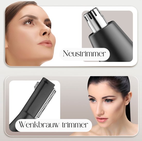 4-in-1 Bikinitrimmer + Reistas - Sansbeauté® - Gezicht - Oksels - Benen - Bikinilijn - Wenkbrauwtrimmer - Gezichtsontharing Dames - Intieme Zone - Ladyshaves Bikini - Ontharingsapparaat Elektrisch
