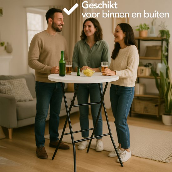 Brixy 2 Stevige Statafels - Partytafel - Robuust en Weersbestendig - Inklapbaar - 80cm x 110cm - Feest - Wit/Grijs
