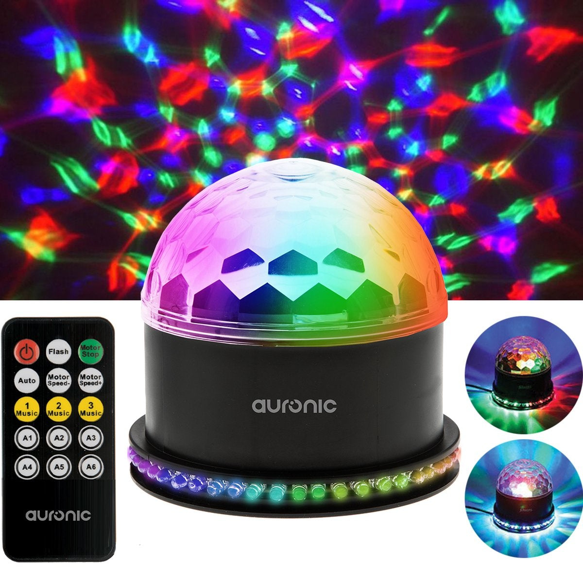 Auronic Roterende Discolamp - Discobal - LED - Afstandsbediening en Muziekgestuurd - Kinderen/Volwassenen