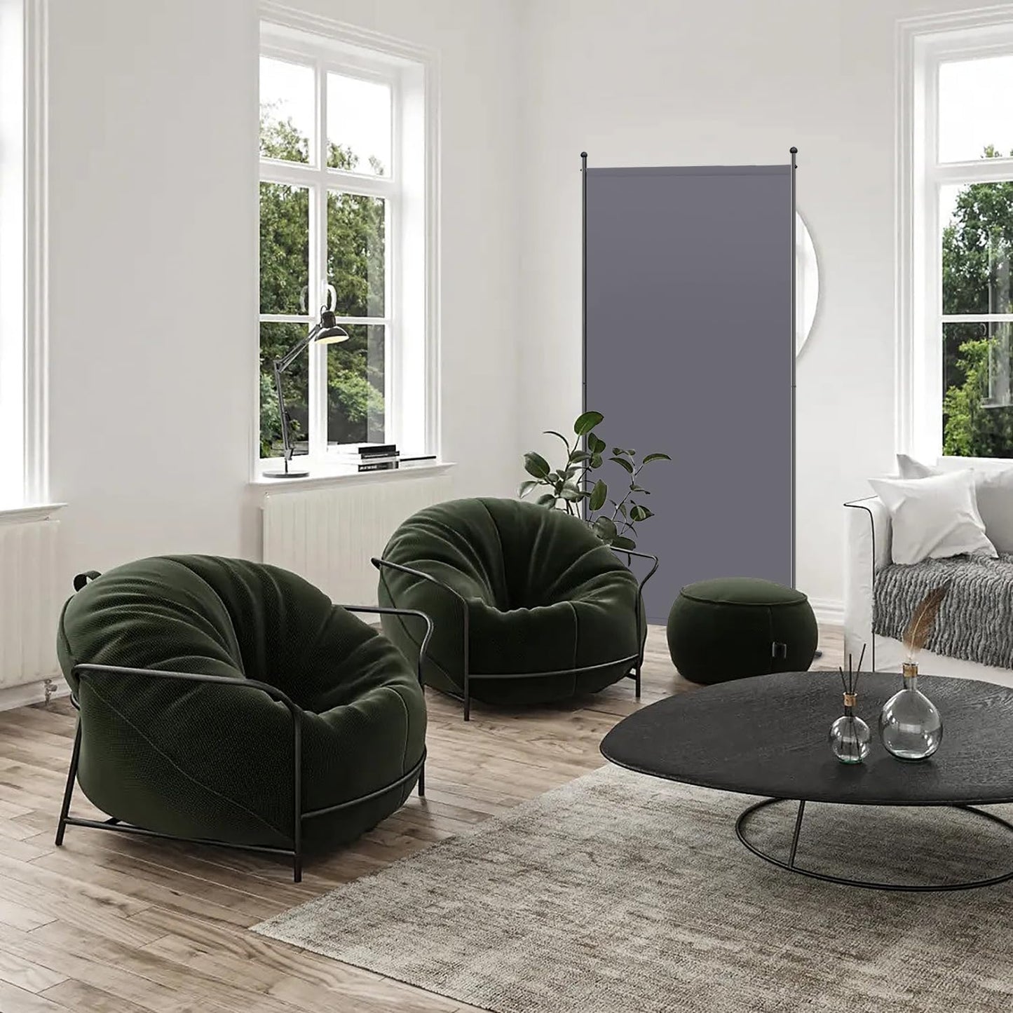 Angel Living Paravent – 1-delig Kamerscherm & Ruimteverdeler – Inkijkbescherming voor Kantoor, Balkon, Slaapkamer & Tuin – Grijs – 80 x 180 cm
