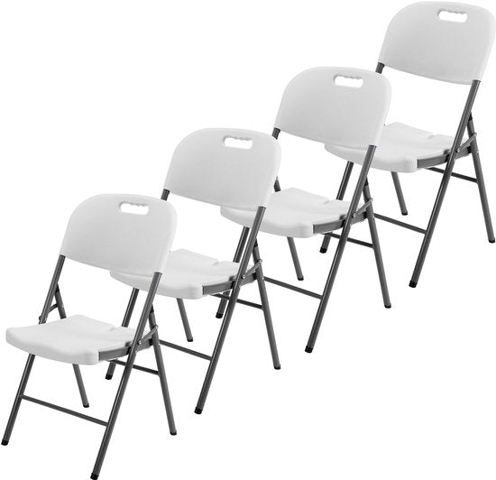 Brixy Klapstoelen – Set van 4 - Vouwstoelenset - Zware Kwaliteit - Weersbestending - Opvouwbare Stoelen - 47 x 54 x 87 CM – Wit