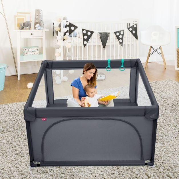 Coast Babybox met 50 Speelballen - Ademend Gaas - 120 x 120 cm - Donkergrijs