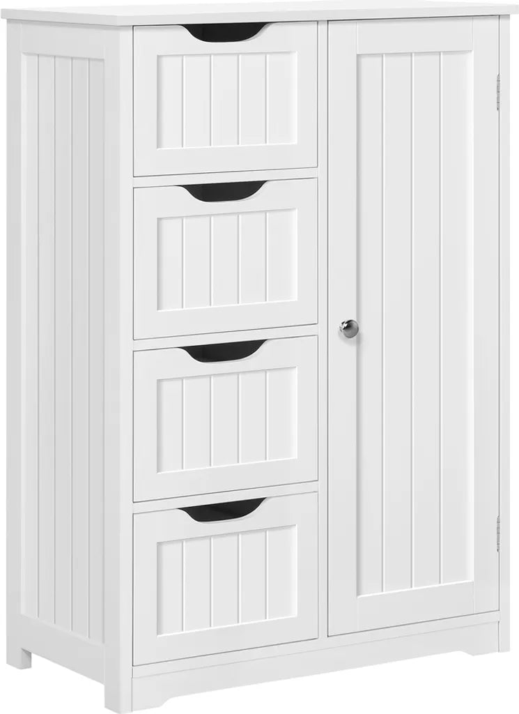 Yaheetech Badkamerkast met 4 Laden en Verstelbare Planken - Wit - 66 x 35 x 90 cm