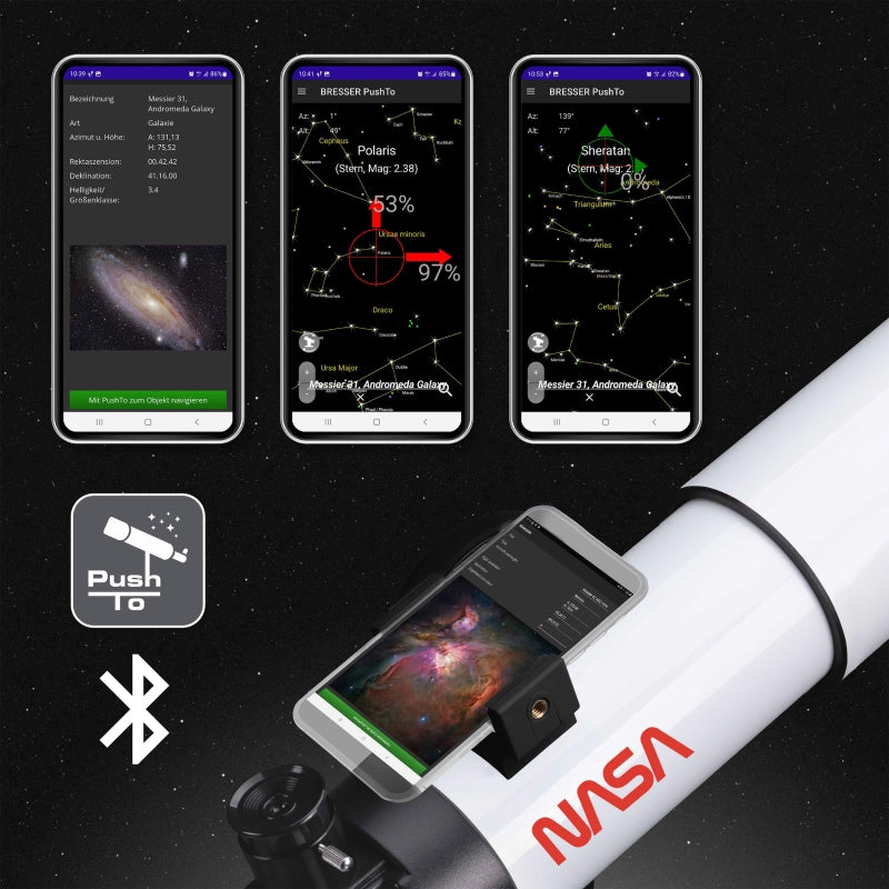 Bresser ISA Space Exploration NASA PushTo AR 70/350 Smart Telescoop – 70mm Refractor Met App En Zonnefilter