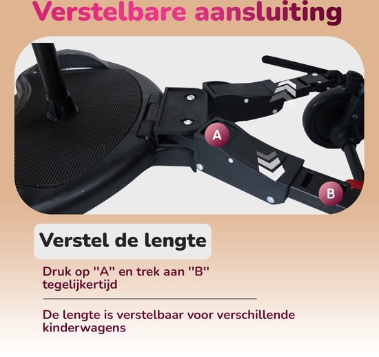 HeppieBabie Universeel Meerijdplankje Deluxe - Met Zitje - Voor Kinderwagen/Buggy - Buggy Board - Met Ebook