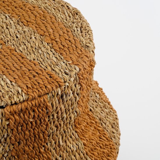 Mica Decorations Tacoma Opbergmand met Deksel - H47 x Ø50 cm - Jute - Geel