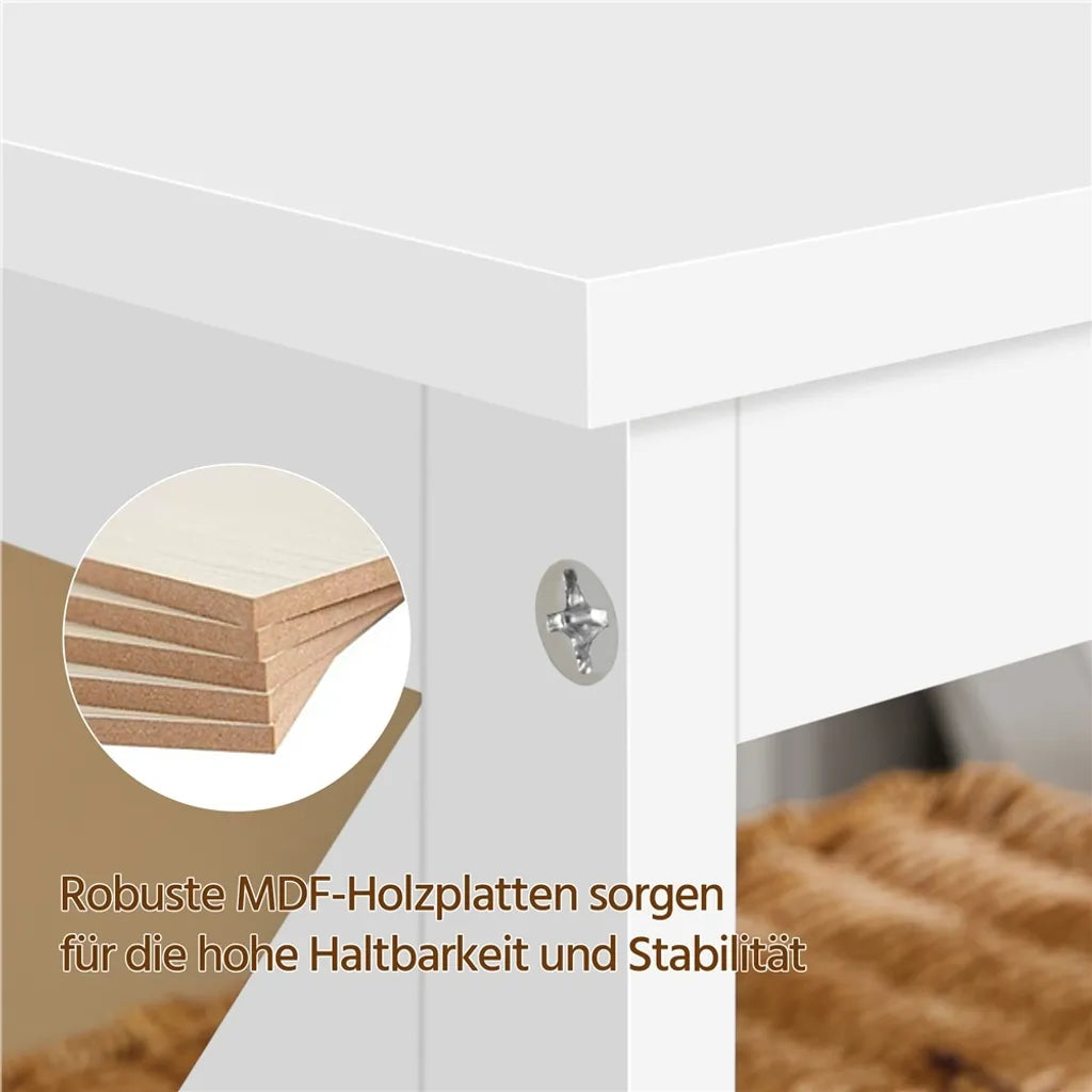 Yaheetech Nachtkastje Bijzettafel met Open Legplank, 40x40x61 cm, Wit
