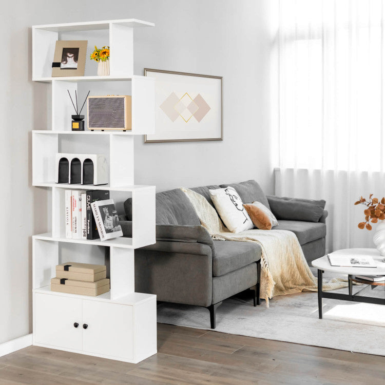 Coast 6 Laags Boekenkast - Decoratieve Opbergplanken - 70 x 23 x 183 cm - Wit