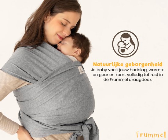 Frummel Baby Draagdoek Grijs - Draagzak - Baby Wrap - Baby carrier - Draagdoek geweven - Baby 0-36 maanden - Newborn