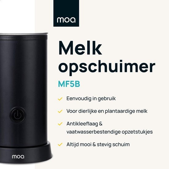 MOA Elektrische Melkopschuimer –  Verwarmen – 550W – 10,5 x 10,5 x 19,5 cm – Zwart