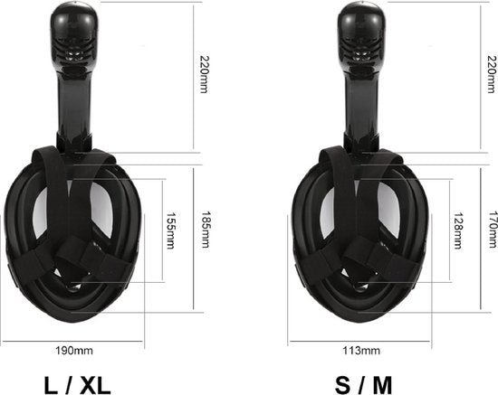 Snorkelmasker Volwassenen L/XL- Snorkelset Zwart - Full Face Duikmasker - Duikbril met Snorkel - Snorkelen en duiken in 2024