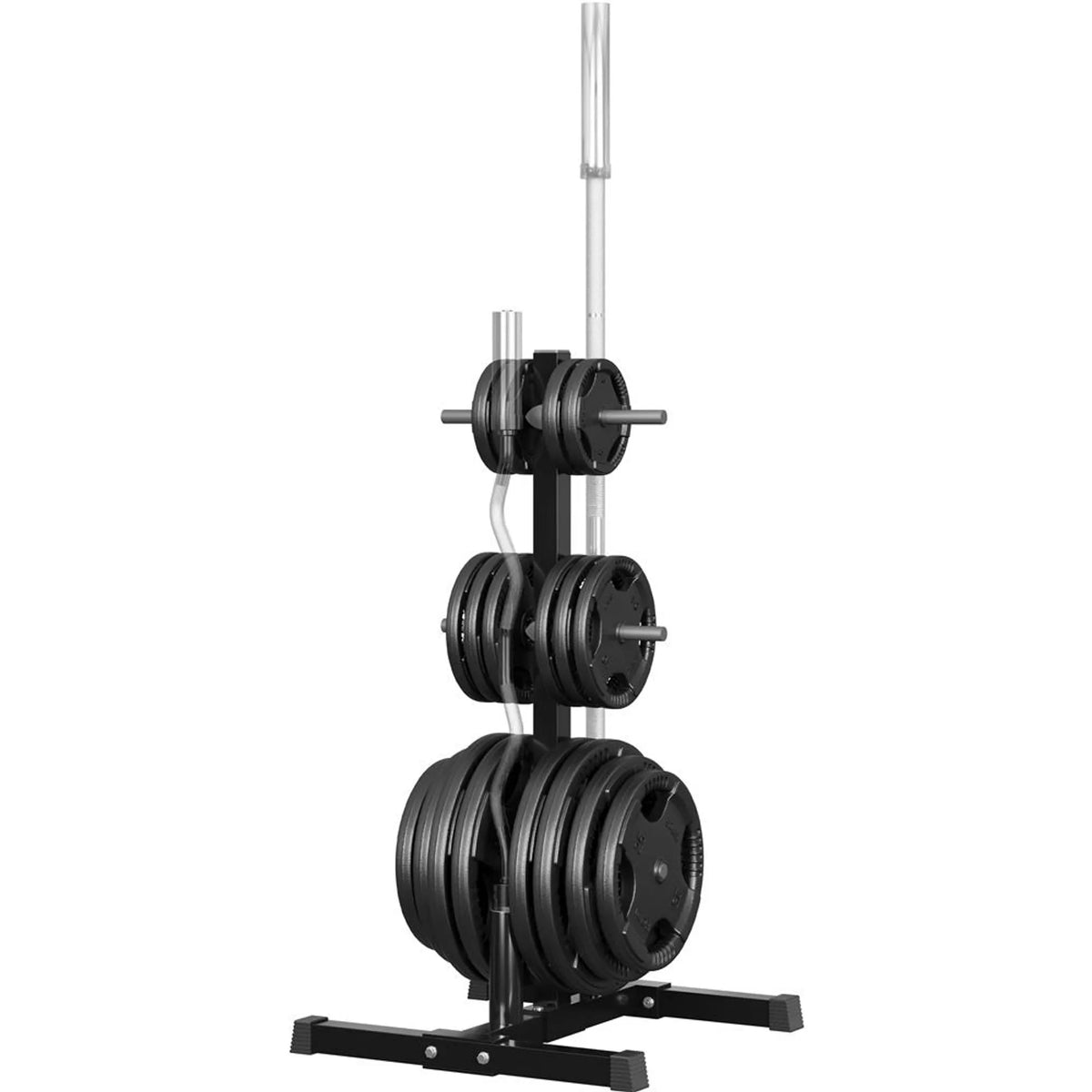 Yaheetech Halterrek Voor Gewichtsschijven – Voorzien Van 6 Schijfhouders En 2 Halterstanghouders En Plastic Beschermvoetjes – Voor Home Gym – Zwart Poedergecoat Metaal – 68,5 x 61 x 113 cm