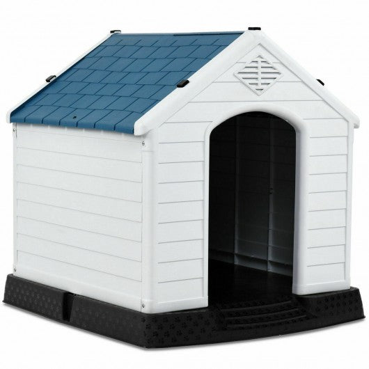 Coast Hondenhok Wit/Blauw – 87,7 x 78,5 x 81,5 cm – Waterdicht Kunststof Hondenhuis voor Binnen en Buiten